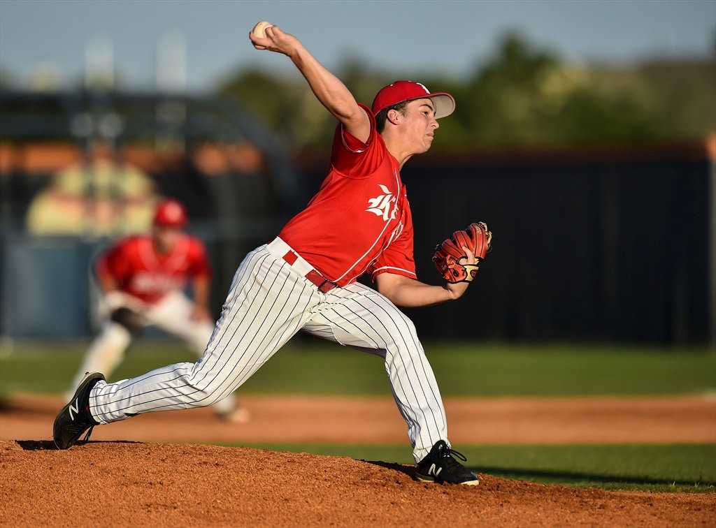 Katy High pitcher/infielder Caleb Matthews, shown here during his sophomore season in 2018, is bound for Rice after being offered a two-way role with the Owls.